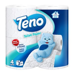 دستمال توالت رولی تنو Teno مدل کلاسیک سه لایه بسته 4 عددی