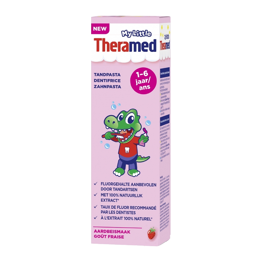 خمیر دندان کودک Theramed مدل Strawberry مناسب سن 1 تا 6 سال حجم 50 میل