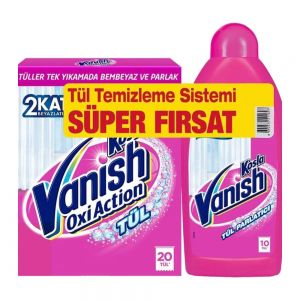 لکه بر و سفید کننده پارچه ونیش Vanish مدل Kosla Tul پودر لکه بر 450 گرم و سفید کننده 450 میل