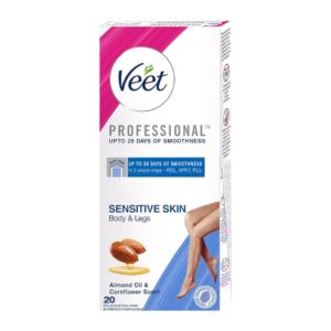 نوار مو بر ویت Veet مدل Professional مناسب پوست های حساس بسته 20 عددی