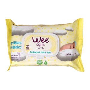 دستمال مرطوب کودک و نوزادان وی کر Wee Care مدل Yellow حاوی عصاره لوندر بسته 63 عددی