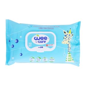 دستمال مرطوب کودک وی کر Wee Care مدل Blue حاوی روغن پنبه دانه بسته 72 عددی